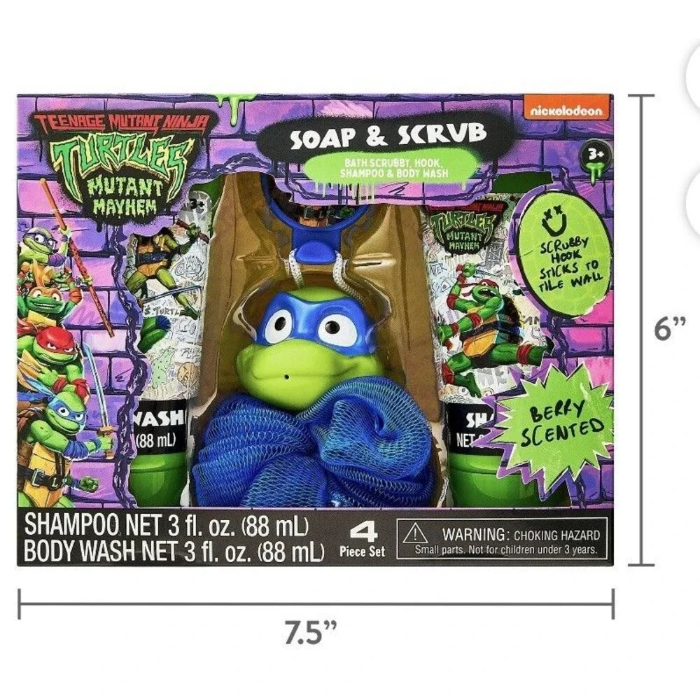 Teenage Mutant Ninja Turtles, Berry Scented 4 Piece Bath Set, Shampoo & Wash